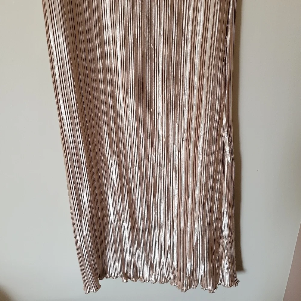 Petal & Pup Metallic Gold Striped Maxi Dress - Picture 4 of 11
